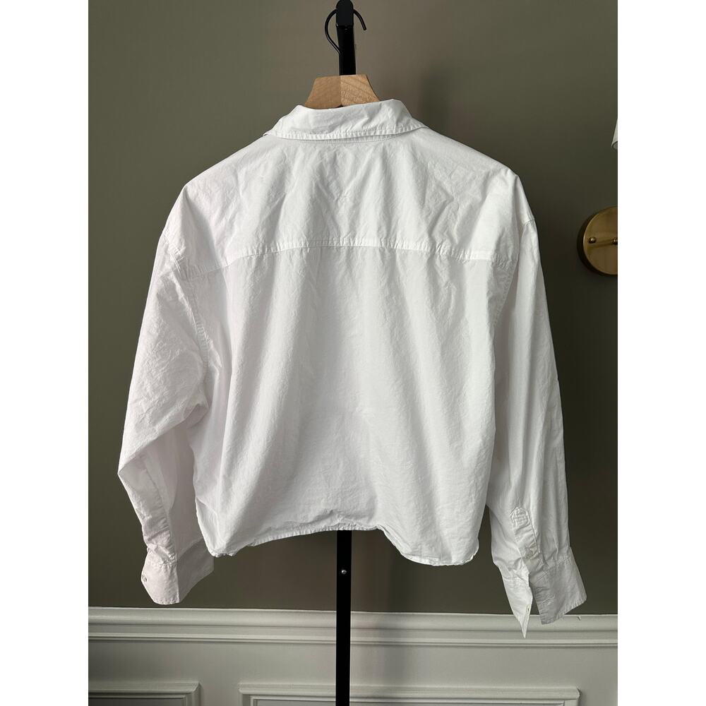 Banana Republic White Cotton Poplin Cropped Button Down Skimmer Shirt Large - Picture 5 of 5